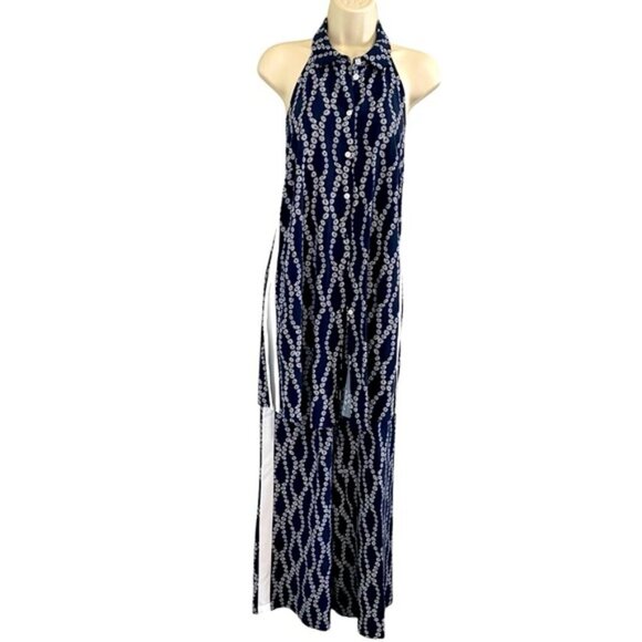 Tristan - Navy/White Pattern Top/Wide Leg  Set - M - Picture 1 of 14